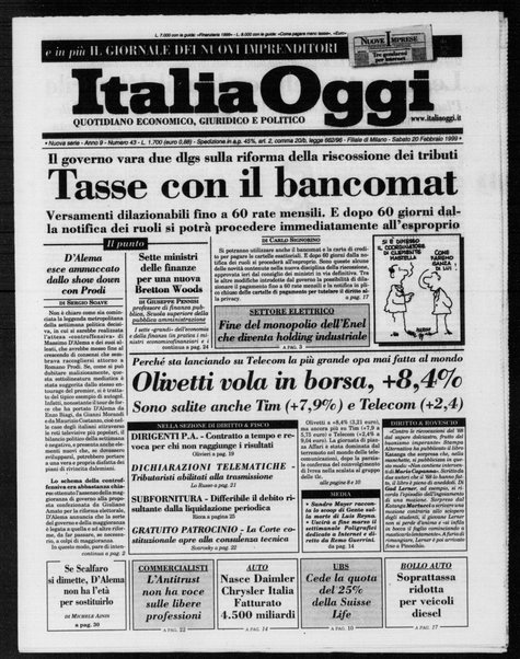 Italia oggi : quotidiano di economia finanza e politica